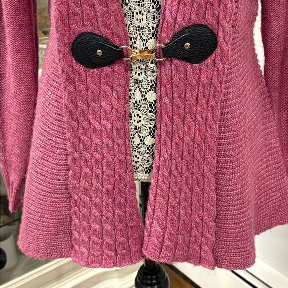 Halston Heritage Pink Cable Knit Cardigan - Picture 11 of 11